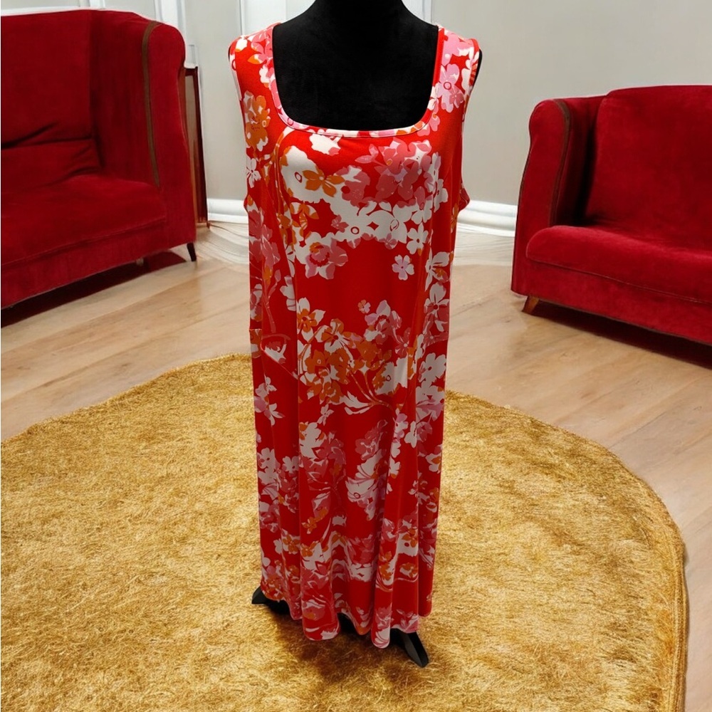 Susan Graver Red and‎ Pink Floral Dress